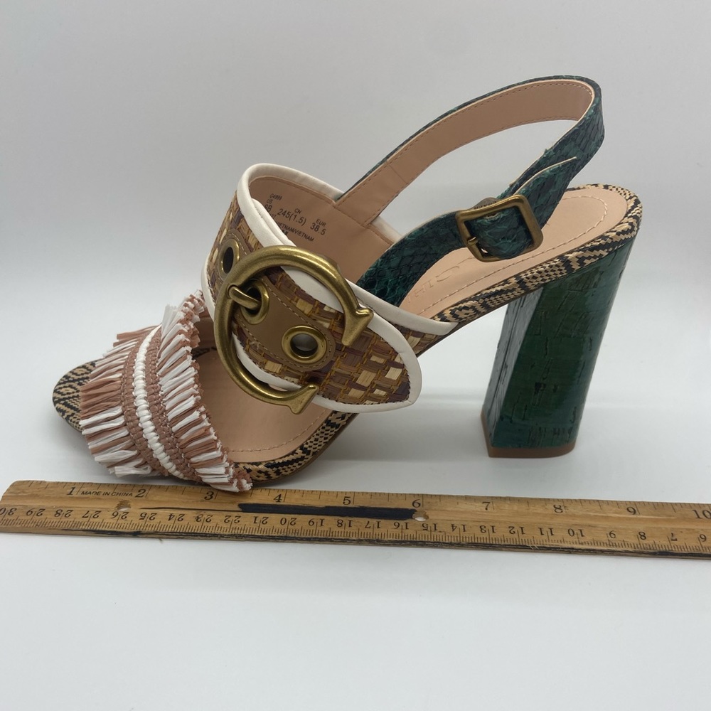 Coach Robin Raffia White and Beige Heel 8 - Picture 11 of 13